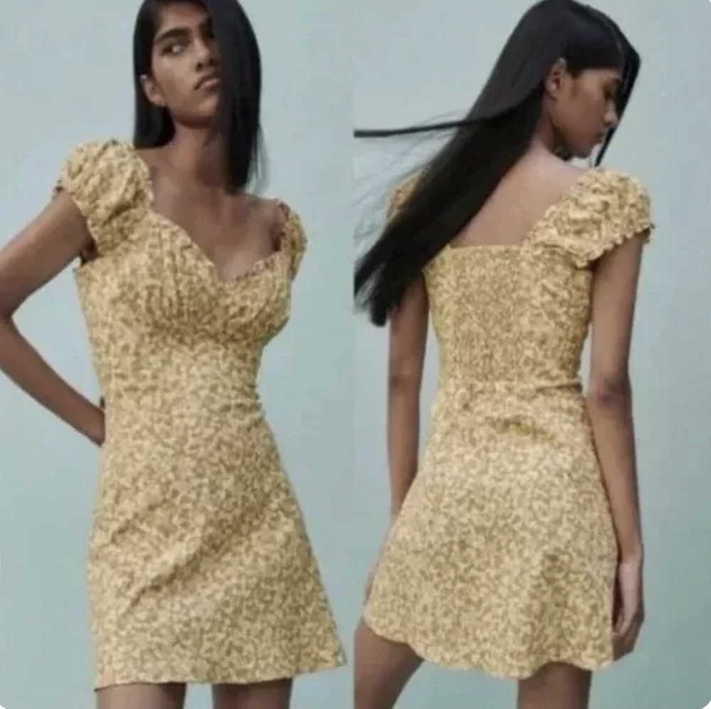 Zara floral print mini dress Large